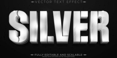 Gümüş metin efekti, düzenlenebilir parlak ve metalik özelleştirilebilir fon
