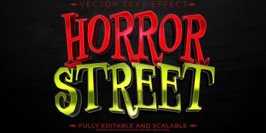 Horror street text effect, editable halloween and scary customiz clipart