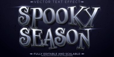 Horror text effect, editable halloween and scary text style clipart