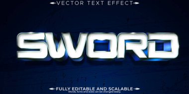 Kılıç metin efekti, düzenlenebilir metalik ve parlak metin biçimi
