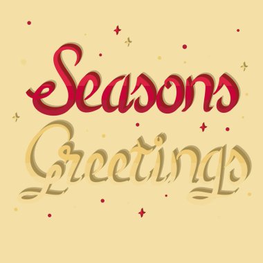Seasons Greetings vektör harfleri. Sarı arka planda izole edilmiş modern hat sanatı. Noel vektör illüstrasyonu. Bayram tebrik kartları ve afişler için yaratıcı bir tipografi. Vektör illüstrasyonu.