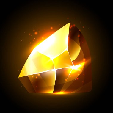 Altın külçe. Altın taş. Koyu arkaplanda vektör ortamı izole edildi.