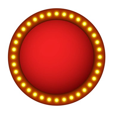 Kumarhane için boş bir geçmiş. Kumarhanenin temasına elementler yerleştirmek için boş bir arkaplan. Kahverengi ahşap çerçeveli ve ampullü kırmızı lüks arka plan.