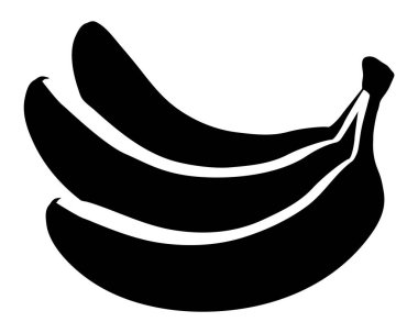 Bir avuç muz. Muz siyah ikonu. Beyaz arkaplanda vektör ortamı izole edildi.