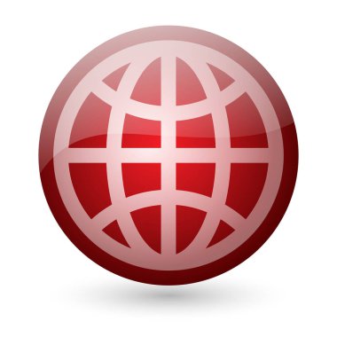 Dünya ikonu. Beyaz arkaplanda kırmızı simge izole edildi.