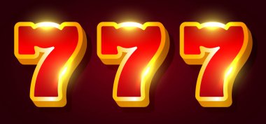 Büyük ikramiye. Altın çerçeveli kırmızı yedili. Üç yedili kumar makinesi. Maaş. Vektör ortamı.