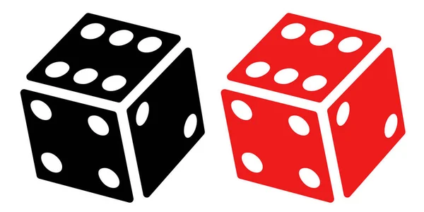 Dice图标 平面矢量图标 一套黑色和红色骰子 — 图库矢量图片