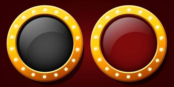 赌场的空白背景在赌场主题上设置元素的空白背景 红色的豪华背景 金色的框架和灯泡 — 图库矢量图片
