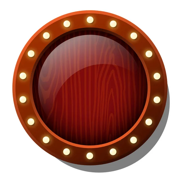 赌场的背景是空白的在赌场主题上设置元素的空白背景 红色的豪华背景 带有棕色的木制框架和灯泡 — 图库矢量图片