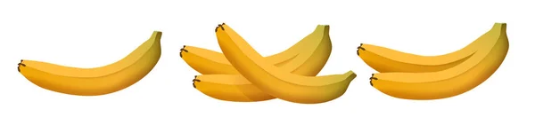 バナナセット バナナ1個 バナナ2個 バナナ1束 白い背景に隔離されたベクトルクリップ — ストックベクタ