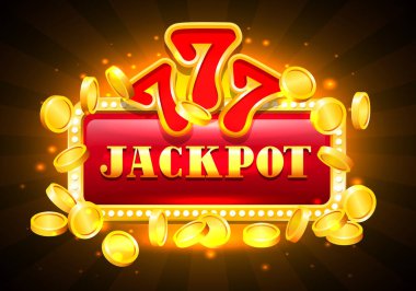 Büyük ikramiye. Kırmızı arka planda altın çerçeveli, pençeli ve altın sikkeli büyük ikramiye..