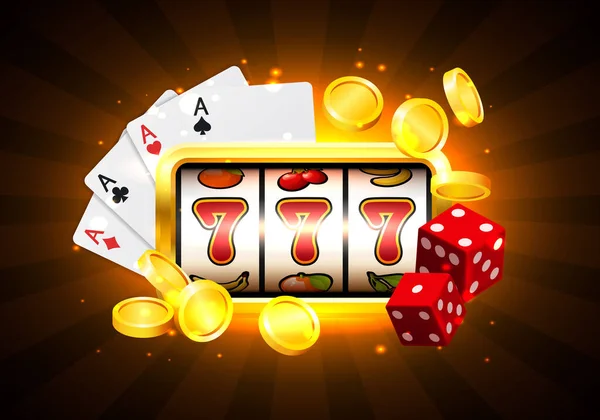Jackpot Concept Casino Machine Sous Pièces Cartes Dés — Image vectorielle