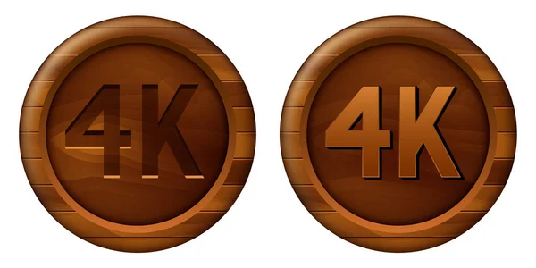4K超高清木制徽章4K视频分辨率 矢量图解 — 图库矢量图片