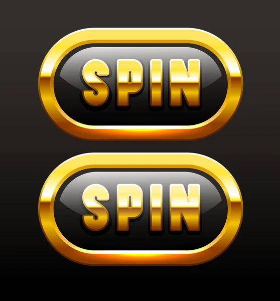 Botão Giratório Definido Botões Dourados Para Casino Online Clipart Vetorial — Vetor de Stock