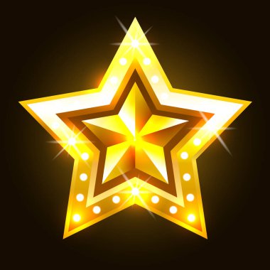 Ampullü bir çerçevede altın yıldız. Vektör ortamı.