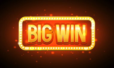 Büyük kazanç. Ampullü altın çerçeveli 3D harfler.