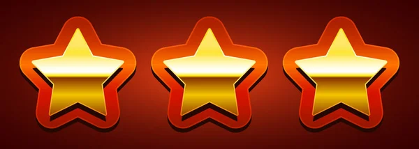 Три Золотые Звезды Рейтинг Звезд Звезды Векторный Клипарт — стоковый вектор