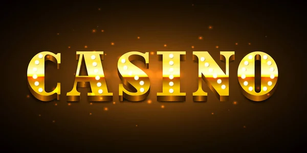 Casino Cassino Inscrição Dourada Com Lâmpadas Clipart Vetorial — Vetor de Stock