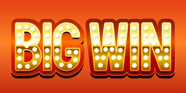 Tête Big Win Inscription Dorée Big Win Avec Ampoules Clipart — Image vectorielle