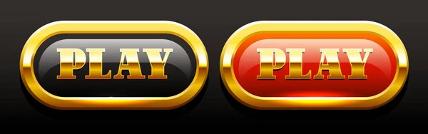 Dois Botões Dourados Jogue Botão Luxo Vip Play Ilustração Vetorial —  Vetores de Stock