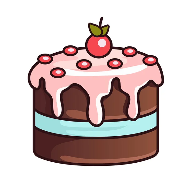 ケーキだ ピンクを背景にしたベクトルフラットイラスト — ストックベクタ