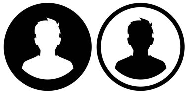 Kullanıcı simgesi. Vektör klipsi. Beyaz arkaplanda izole edilmiş siyah düz simge kümesi.