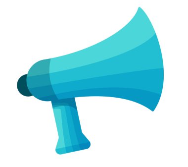 Megafon. Hoparlör çizgi film ikonu. Beyaz arkaplanda vektör simgesi izole edildi. Vektör ortamı.