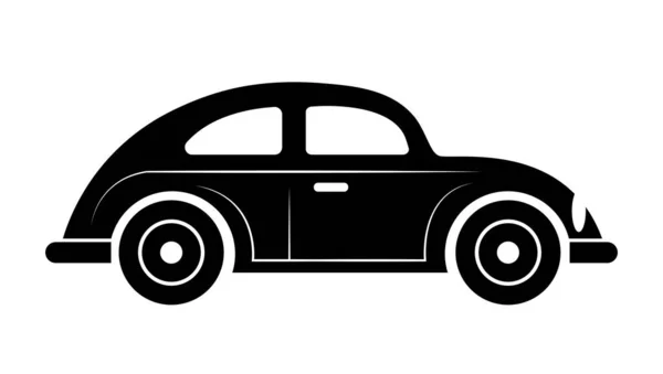 Automobile Black Vector Flat Icon Car Silhouette Clipart Isolated White — Stock Vector
