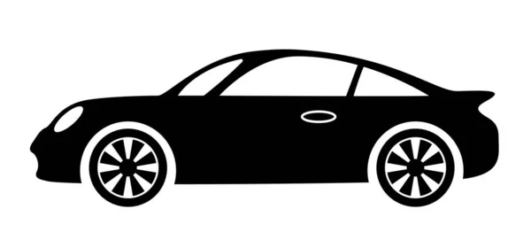 Автомобиль Черный Векторный Плоский Значок Силуэт Машины Клипарт Изолирован Белом — стоковый вектор