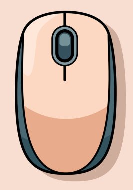 Çizgi film faresi. Kablosuz bilgisayar faresi beyaz arkaplanda izole edildi.