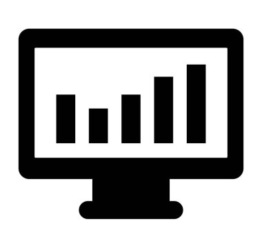 Ekranı grafikle izle. Beyaz arkaplanda siyah vektör simgesi izole edildi. Düz vektör.