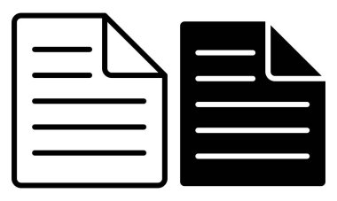 Belge simgesi. Liste ya da Pano. Not simgeleri. Beyaz arkaplanda vektör simgesi izole edildi.