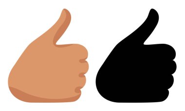 Baş parmak simgesi. Çizgi film tarzında düz vektör simgesi. Vektör ortamı.