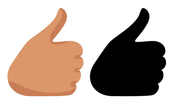 Значок с большим пальцем. Плоская векторная икона в карикатурном стиле. Векторный клипарт.