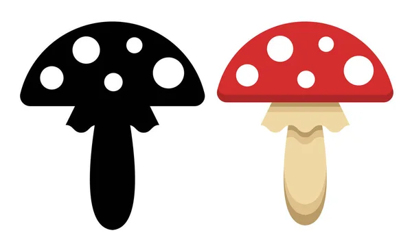 Conjunto Ícones Cogumelos Cogumelo Dos Desenhos Animados Isolado Fundo Branco — Vetor de Stock