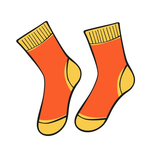 一双橙色的袜子 羊毛或棉制橙色袜子 在白色背景下孤立的向量群 — 图库矢量图片