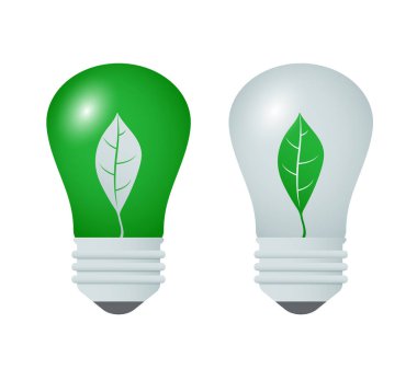 LED Lightbulb. Lightbulb with a leaf inside. Vector clipart.	