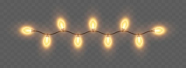 Lampjes Kerststring Lights Vector Clipart Geïsoleerd Een Transparante Achtergrond Stockillustratie