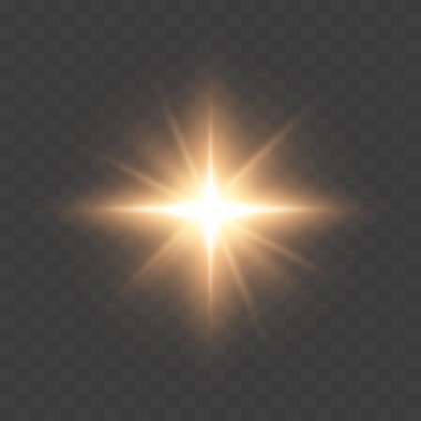 Golden glare. Vector illustration isolated on transparent background. clipart