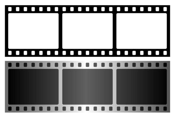 В кино. ФильмСтрип. Векторный черный клипарт на белом фоне.