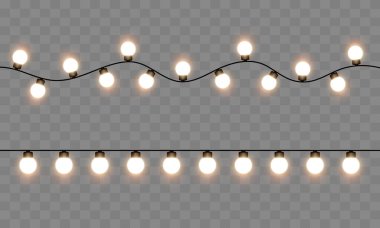 Light bulbs. Christmas String Lights. Vector clipart isolated on a transparent background. clipart