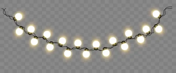Bombillas Luces Cuerdas Navidad Clipart Vectorial Aislado Sobre Fondo Transparente Ilustración de stock