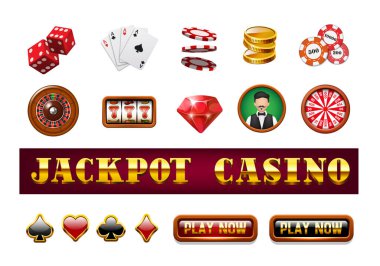 Set of vector 3D casino icons. Elements for user interface design. clipart