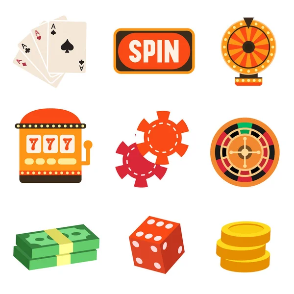 Set Casino Icons Vector Icons Isolated White Background — Stock Vector