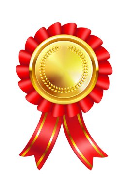 Altın madalya. Ödüllendirme madalyası. Vektör ortamı.