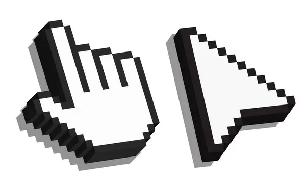 Pixel Mauszeiger Hand Und Pfeil Cursor Computermausklick Cursor Vektorcliparts Stockvektor