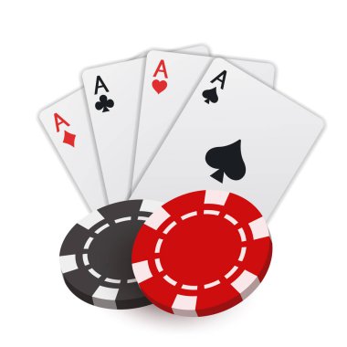 Casino illüstrasyonu. Kumarhane ve kumarhane temalı 3 boyutlu elementler.