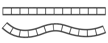 - Film. Film şeridi. Beyaz arkaplanda izole edilmiş vektör siyah clipart.