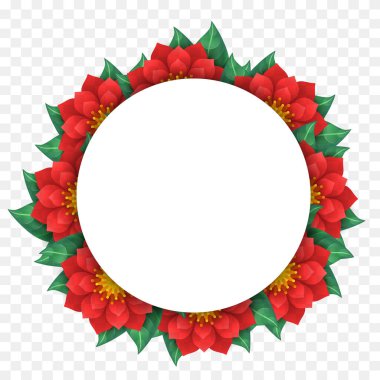 Çiçek çerçevesi. Çiçek desenli yuvarlak bir arka plan. Vektör 3 boyutlu illüstrasyon şeffaf arkaplanda izole edildi.