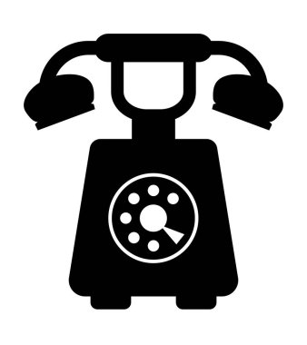 Retro telefon simgesi. Beyaz arkaplanda siyah simge izole edildi.
